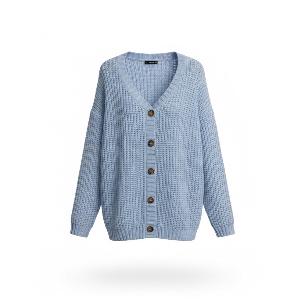 Sky Blue Knit Cardigan Sweater